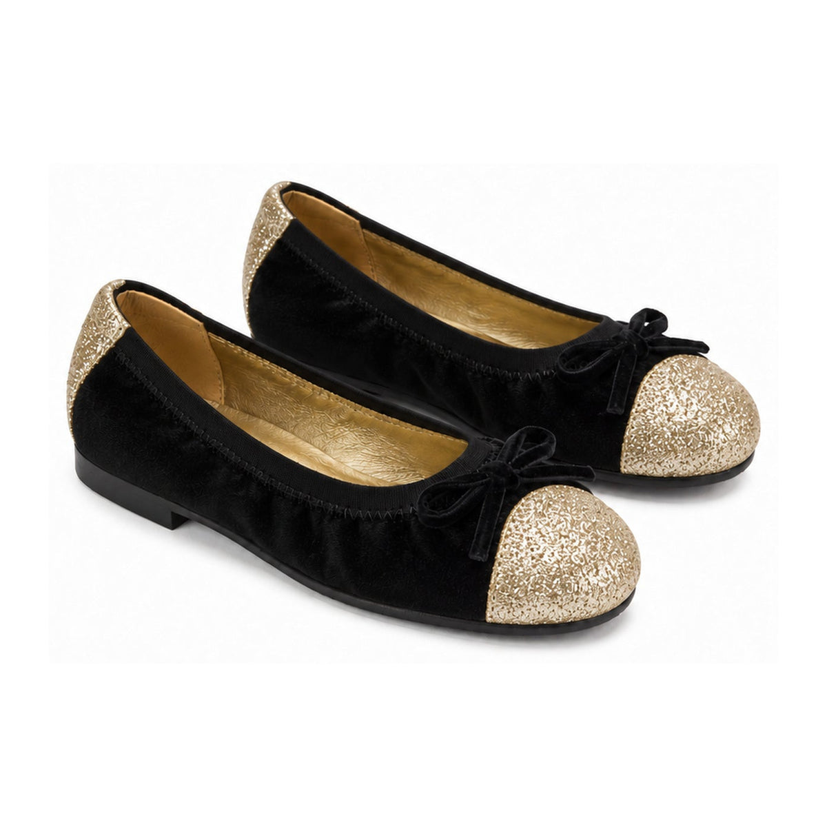 Black Velvet Flats for Girl by London Kids