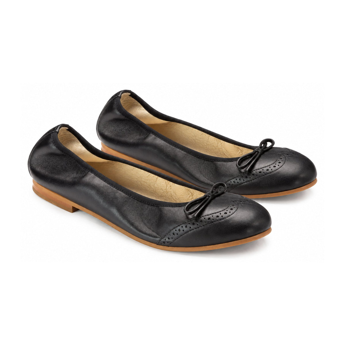 Elegant Black Leather Bow Shoe for Girls