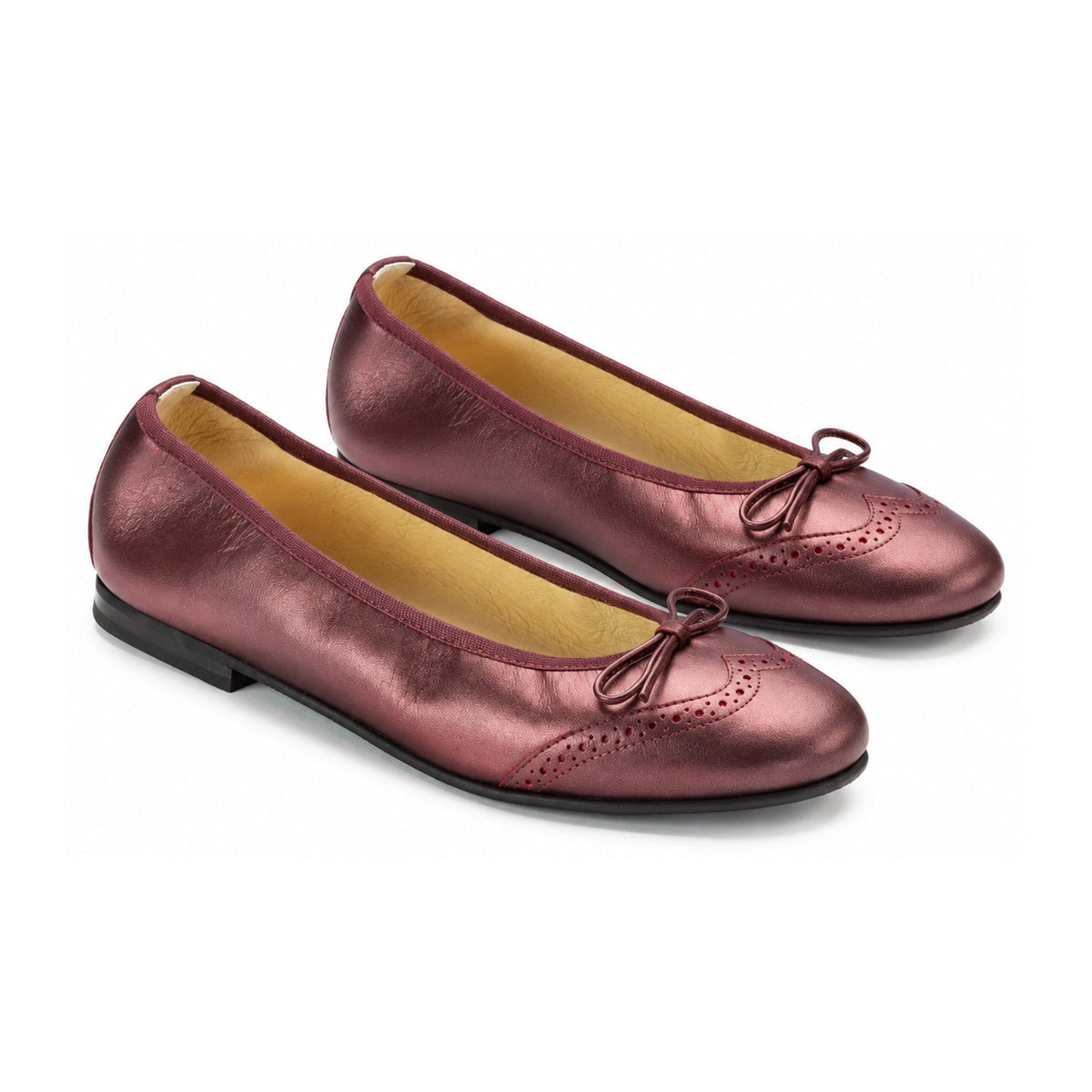 Bordo Metalic Girls Bow Shoe