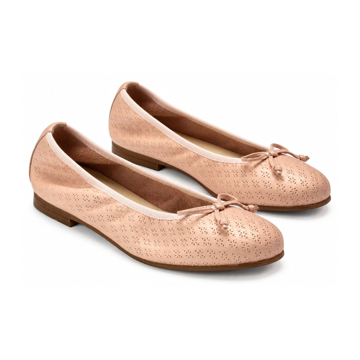 Soft Pink Leather Girls Bow Shoe