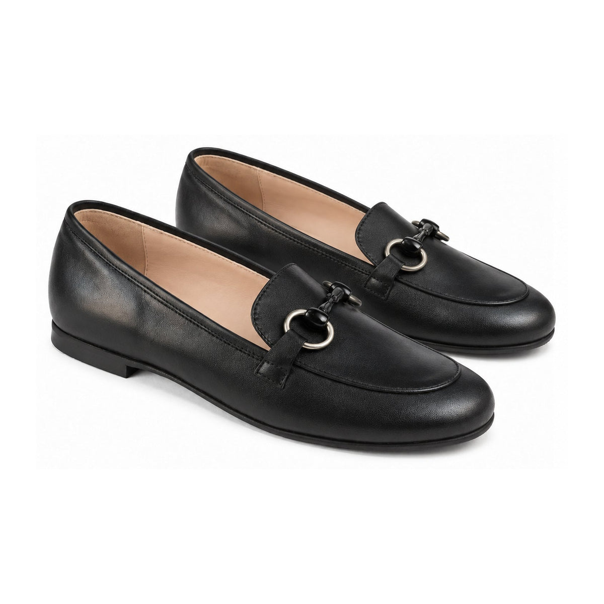 Black Soft Leather Flat Loafer for Girl/Teen/Women by London Kids