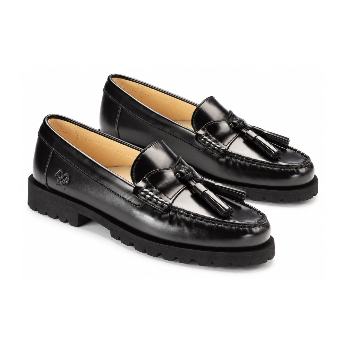 Black Polished Leather Hard Loafer for Girl/Boy by London Kids