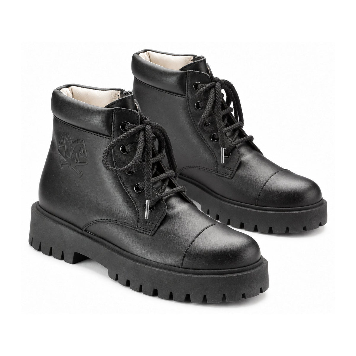 Black Leather Girls Low Boot