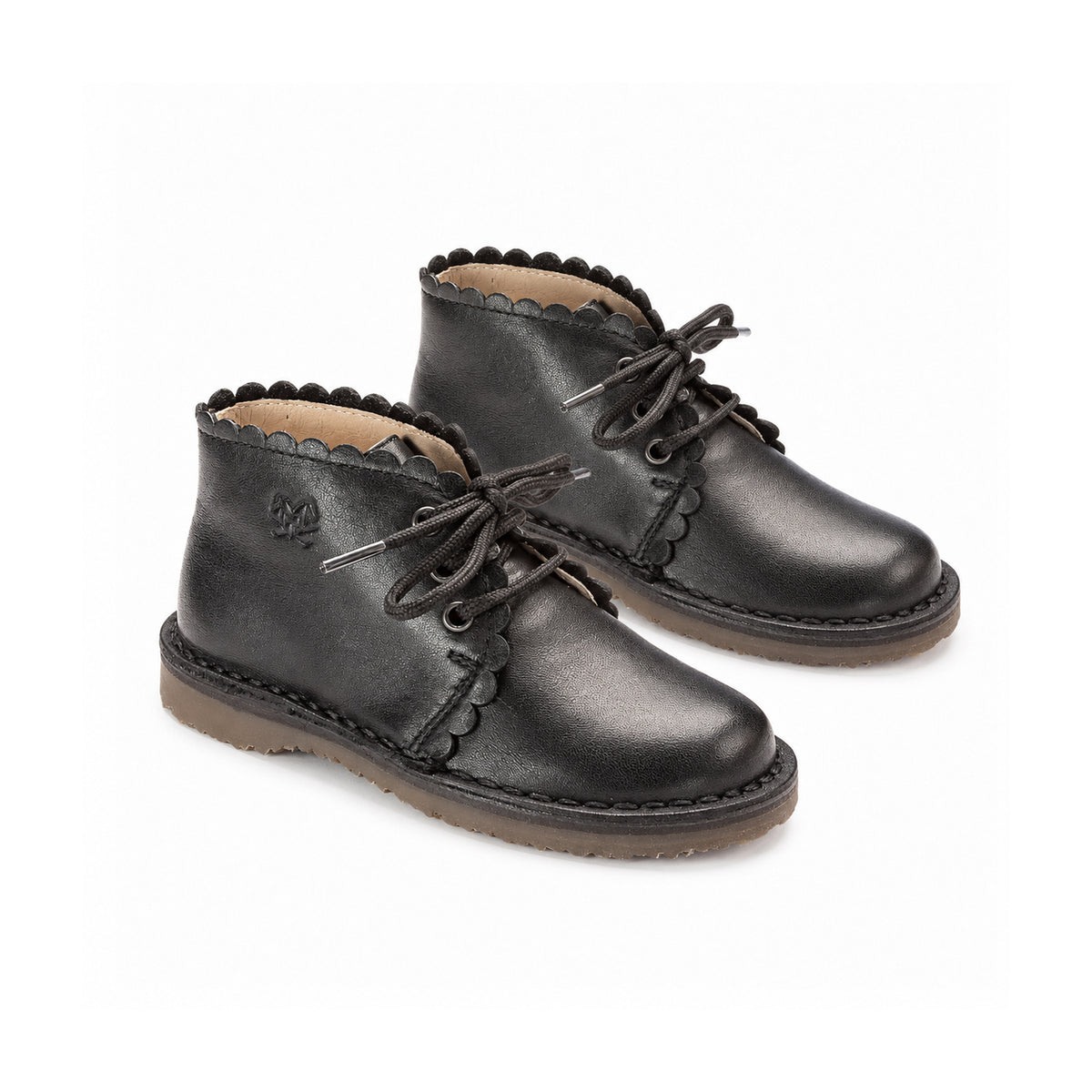 Black Soft Leather Lace for Toddler/Girl by London Kids