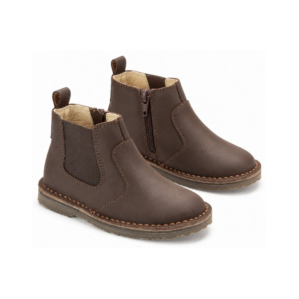 Brown Sahara Leather Bootie for Toddler/Boy/Girl by London Kids