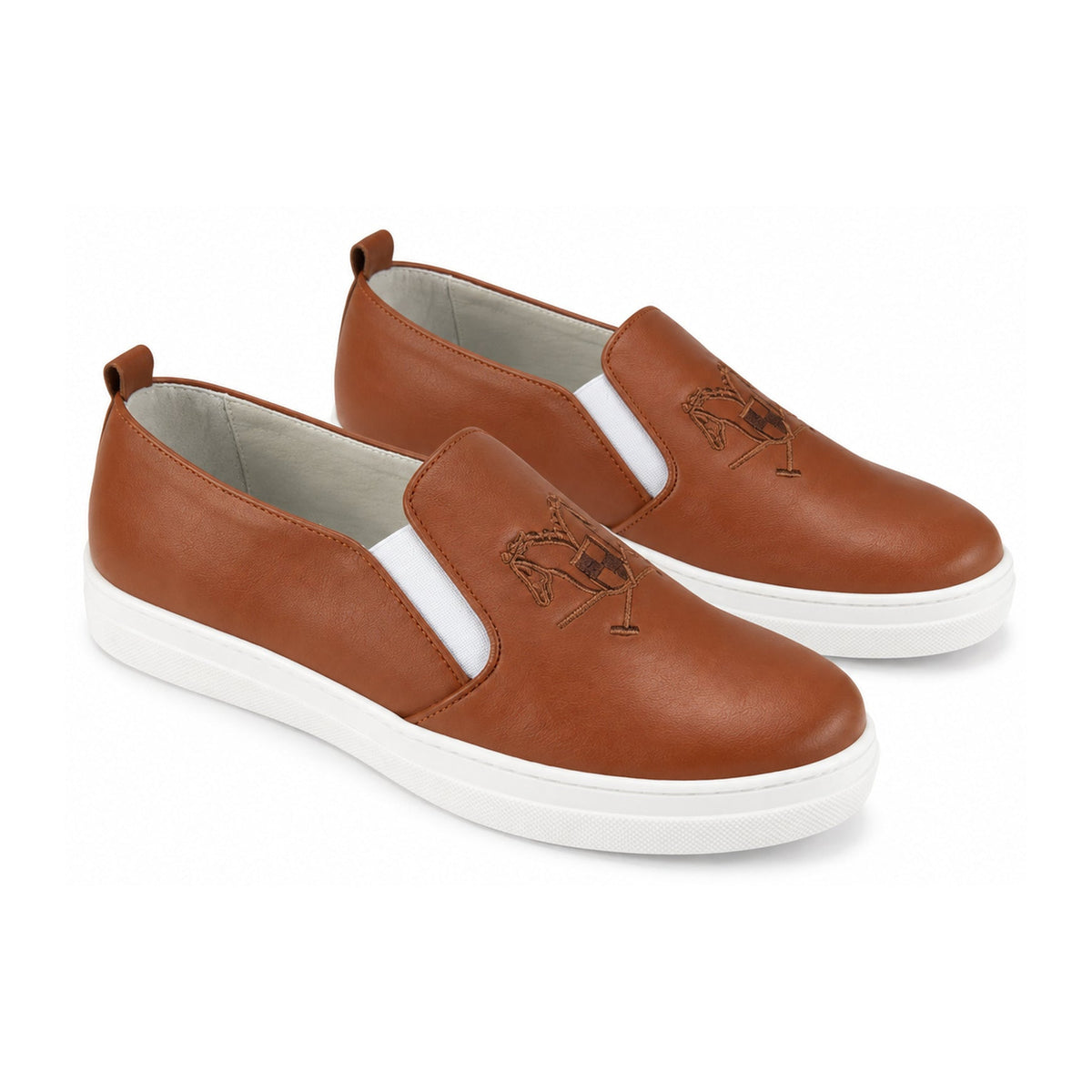 Tan Soft Leather Sneaker for Girl by London Kids