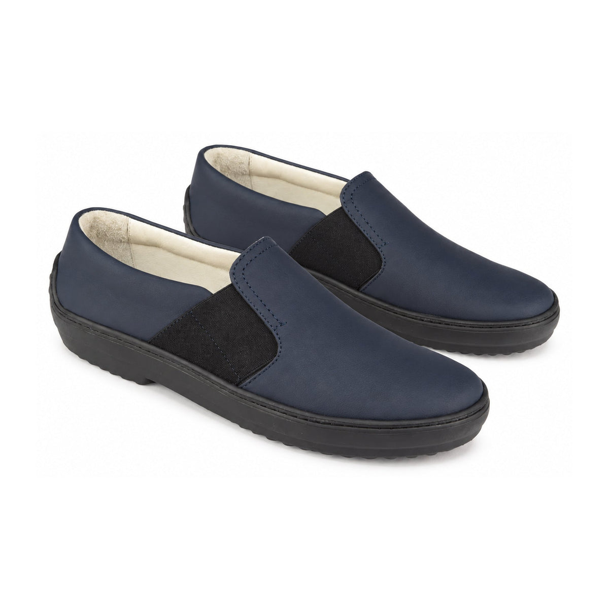 Navy Sahara Leather Slip On for Boy/Girl by London Kids