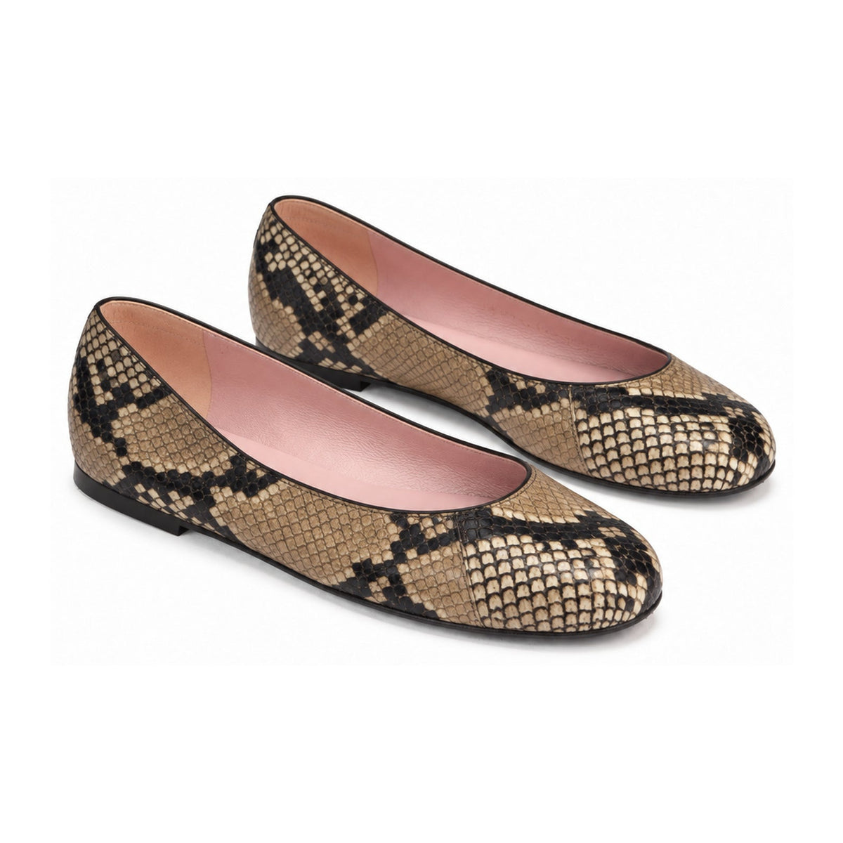 Camel Snake Leather Flats for Teen/Women by Pretty Ballerinas