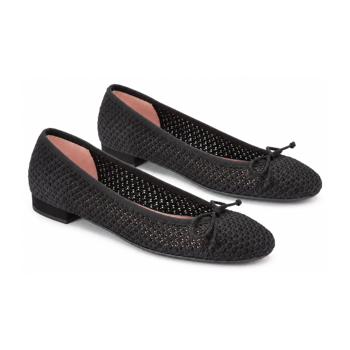 Black Crochet Teens Bow Flats