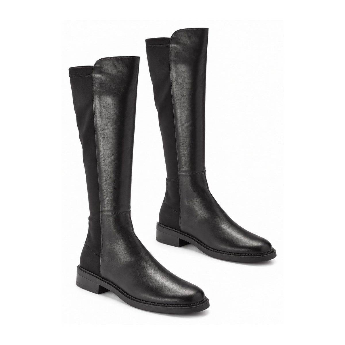 Black Leather Half Half Ladies Boot