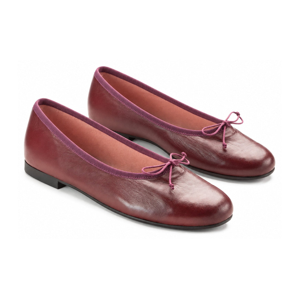 Prune Leather Teens Bow Shoe