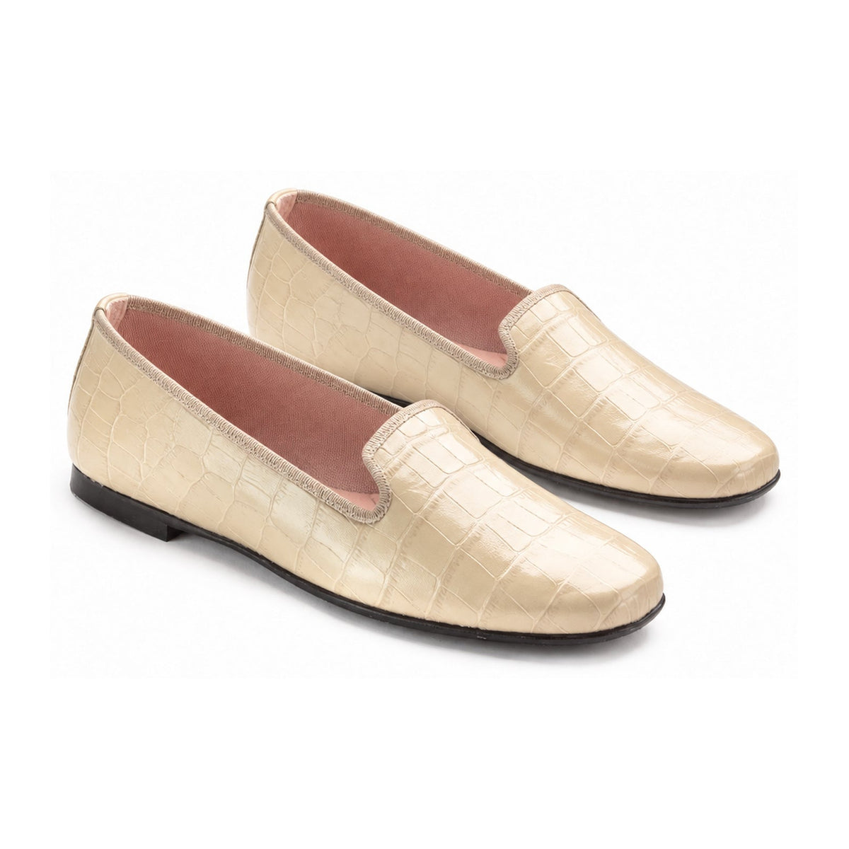 Beige Croc Leather Smoking Loafer for Teen/Women by Pretty Ballerinas
