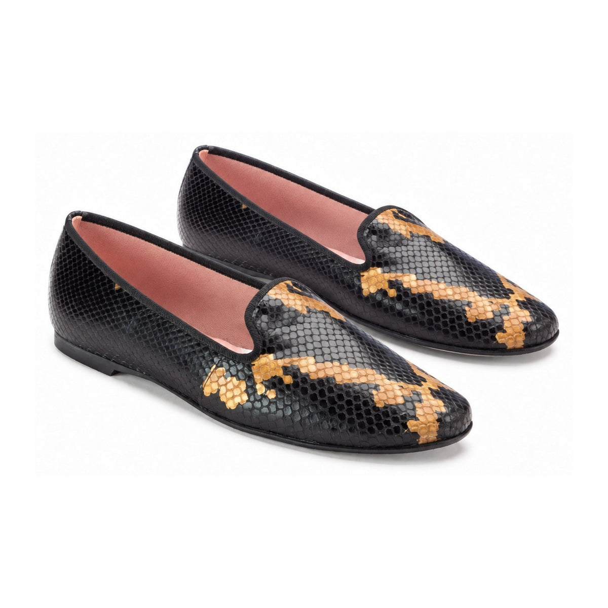 Black Croc Leather Smoking Loafer for Teen/Women by Pretty Ballerinas