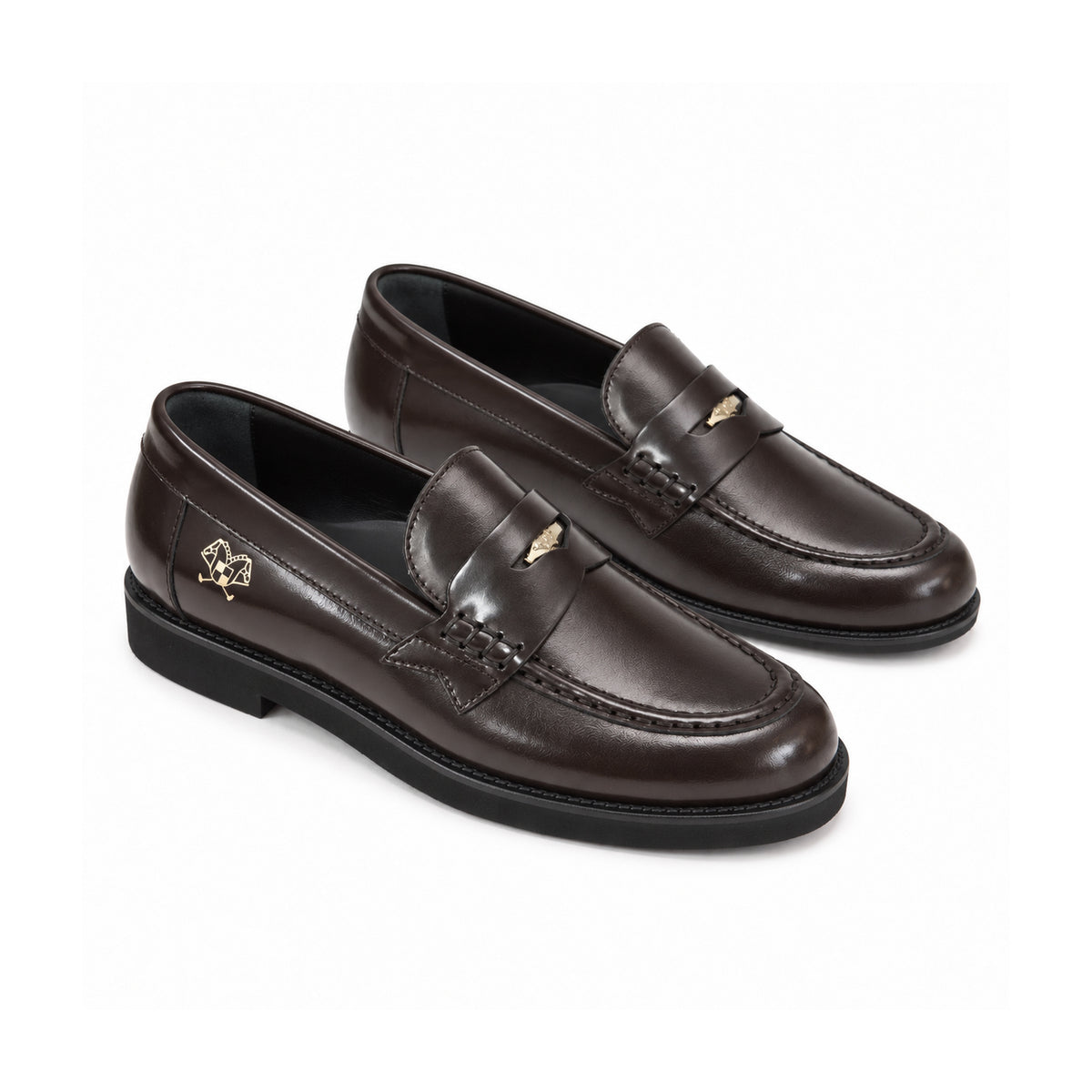 1749 - Brown Polished Leather Girls Dress Loafer