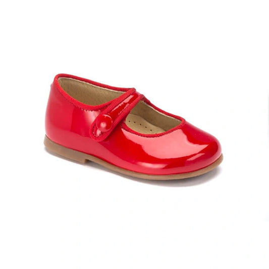 Toddler's Red Patent Button MaryJane shoes made in Spain