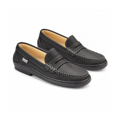 2512 - Black Sahara Leather Soft Loafer for Girl by London Kids