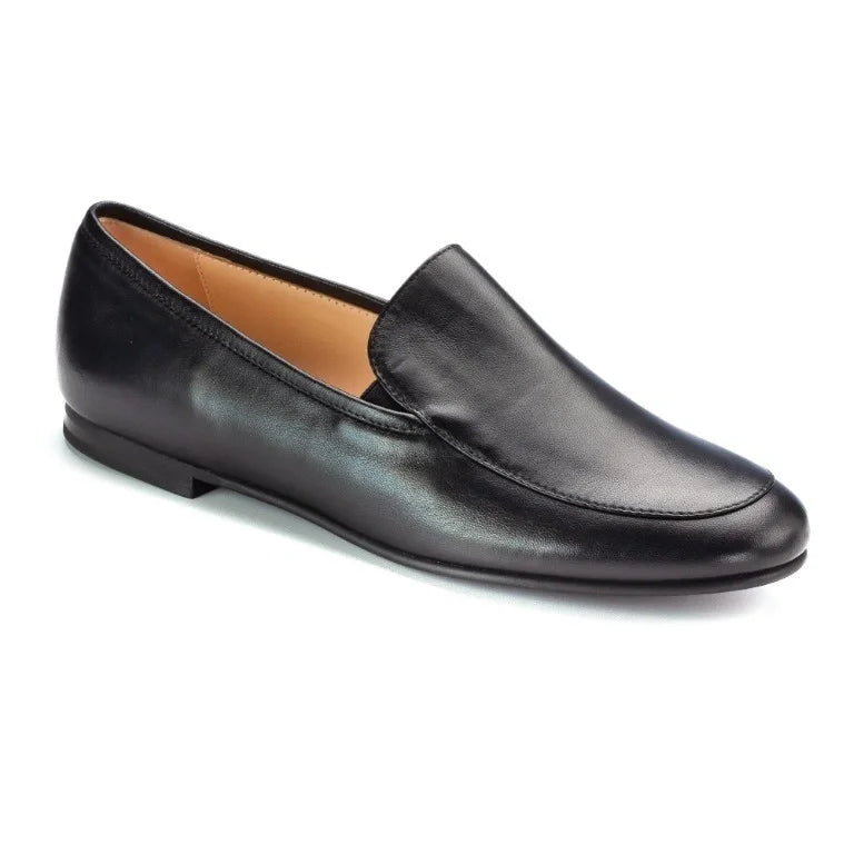 Italian Black Leather Slip-on Loafers for Boys