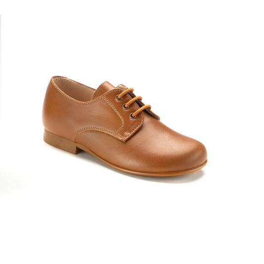 Tan Leather Boys Lace Dress Shoe