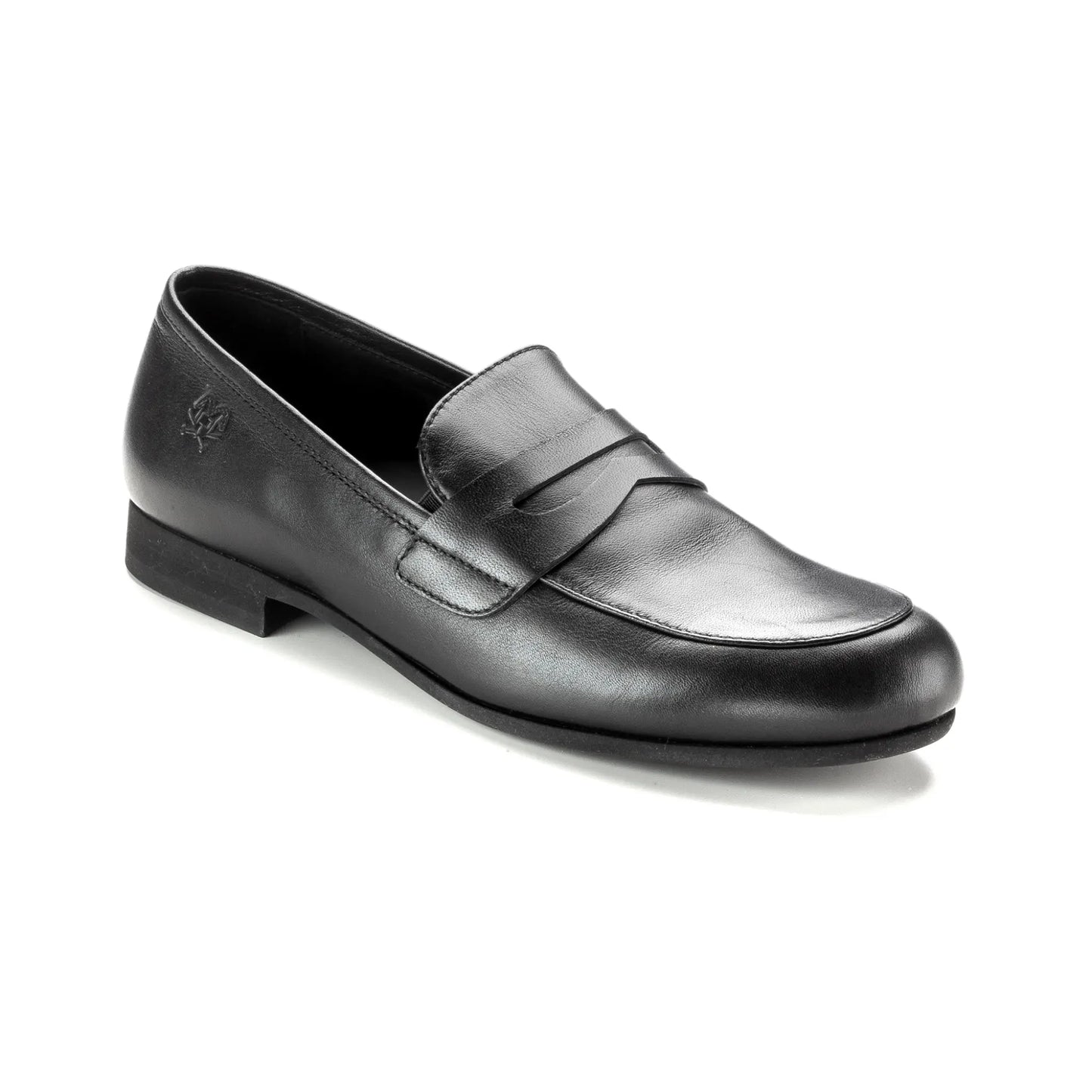 Italian-made Black Leather Boy's Dressy Loafer