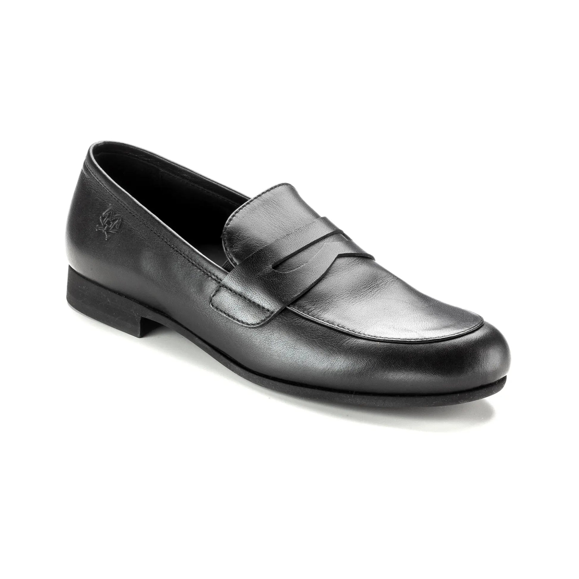 Italian-made Black Leather Boy's Dressy Loafer