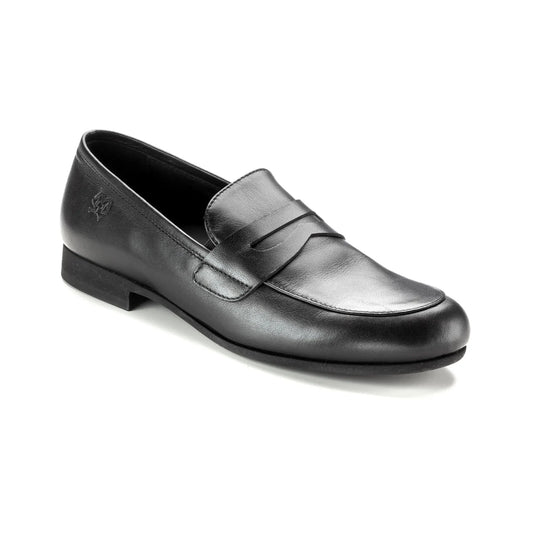 Italian-made Black Leather Boy's Dressy Loafer