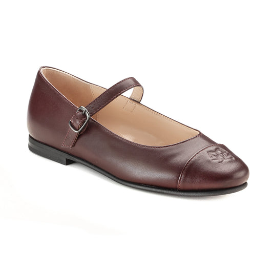 Bordo Leather Mary Jane Strap Shoe for Girls