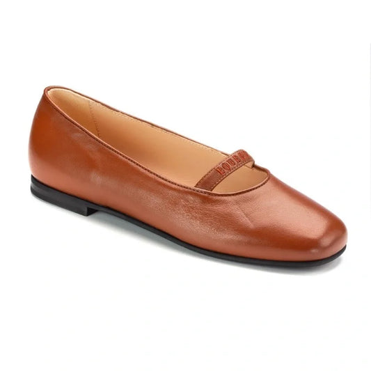 1648 Wood Leather Girls Open Shoe Flats