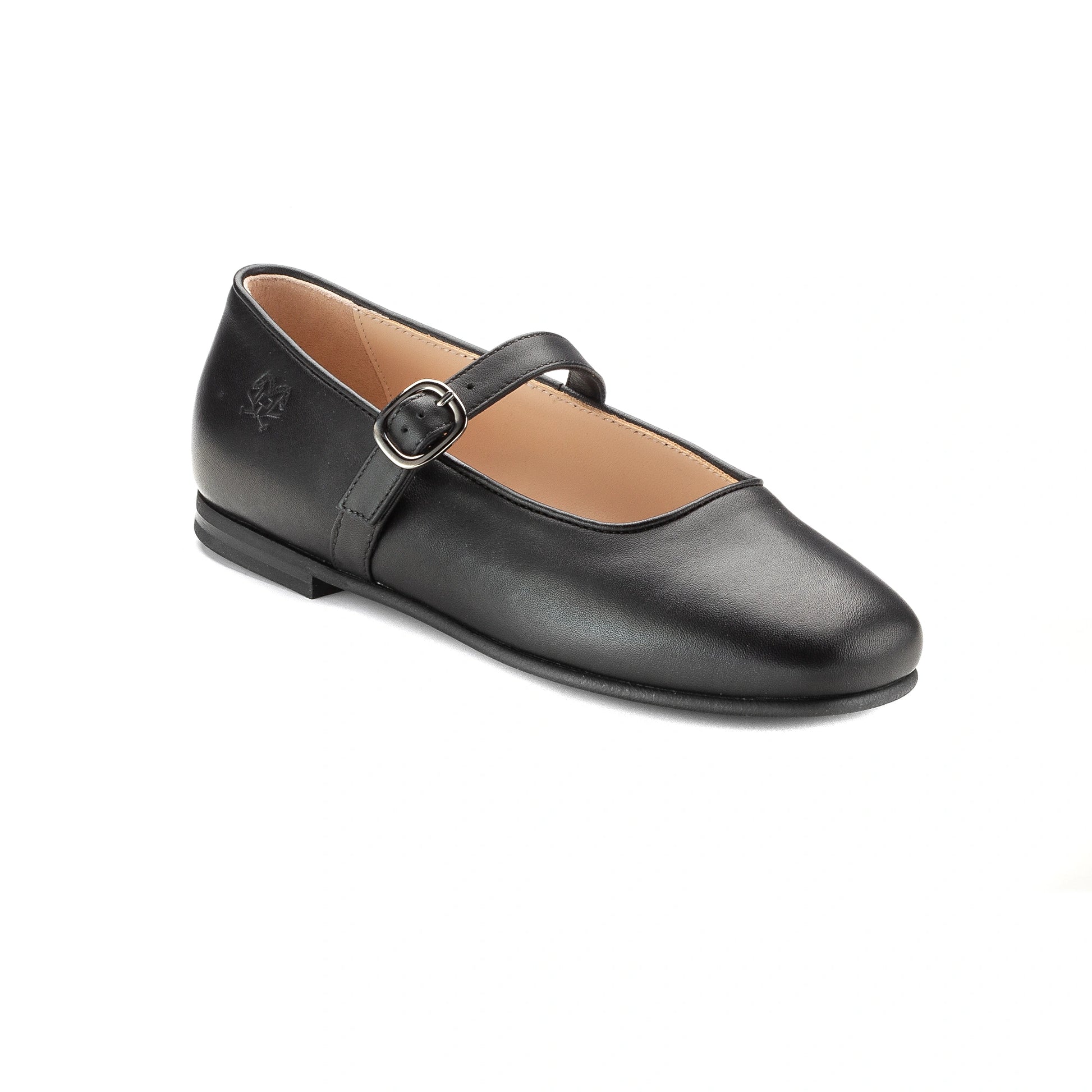 1651 Black Leather Girls Mary Jane made in Italy