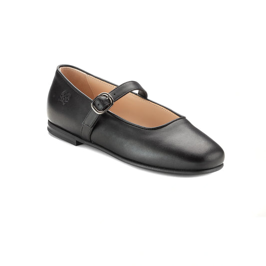 1651 Black Leather Girls Mary Jane made in Italy
