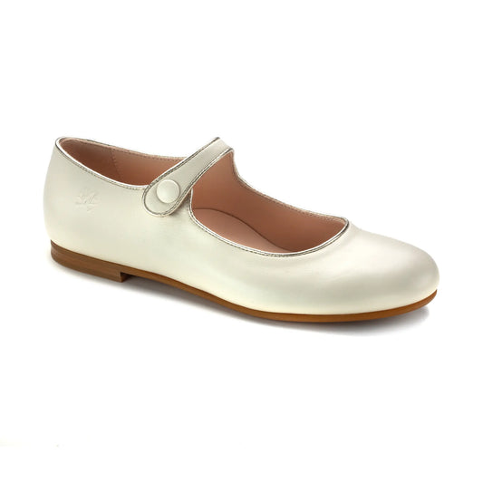 Girl's Dressy Mary Jane in Off White Leather