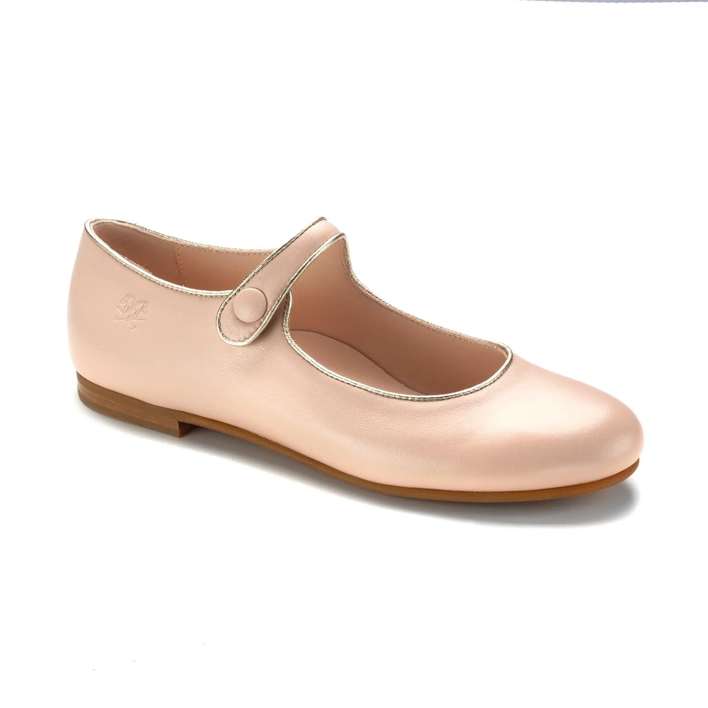 Girl's pink leather dressy Mary Jane shoes made in Italy