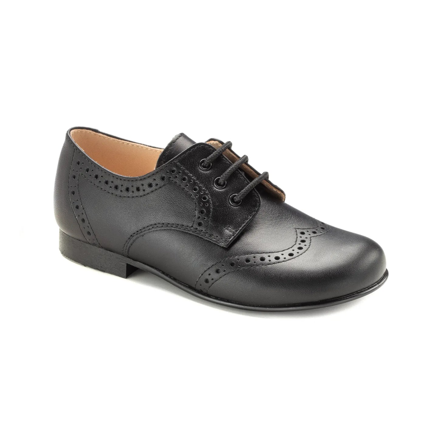 Black leather boys tie shoe with laces