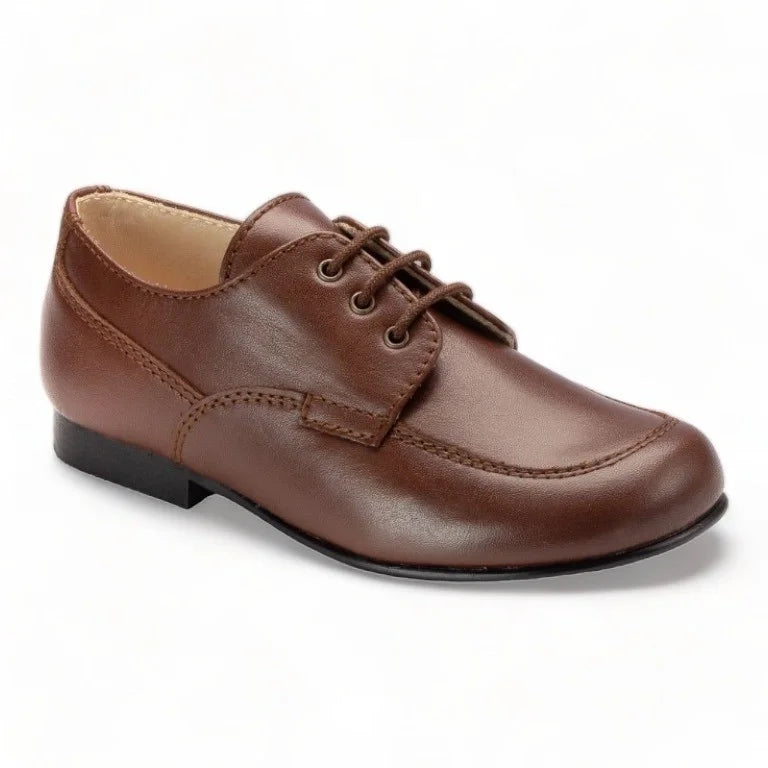 Brown soft leather lace shoes for boys by Beberlis