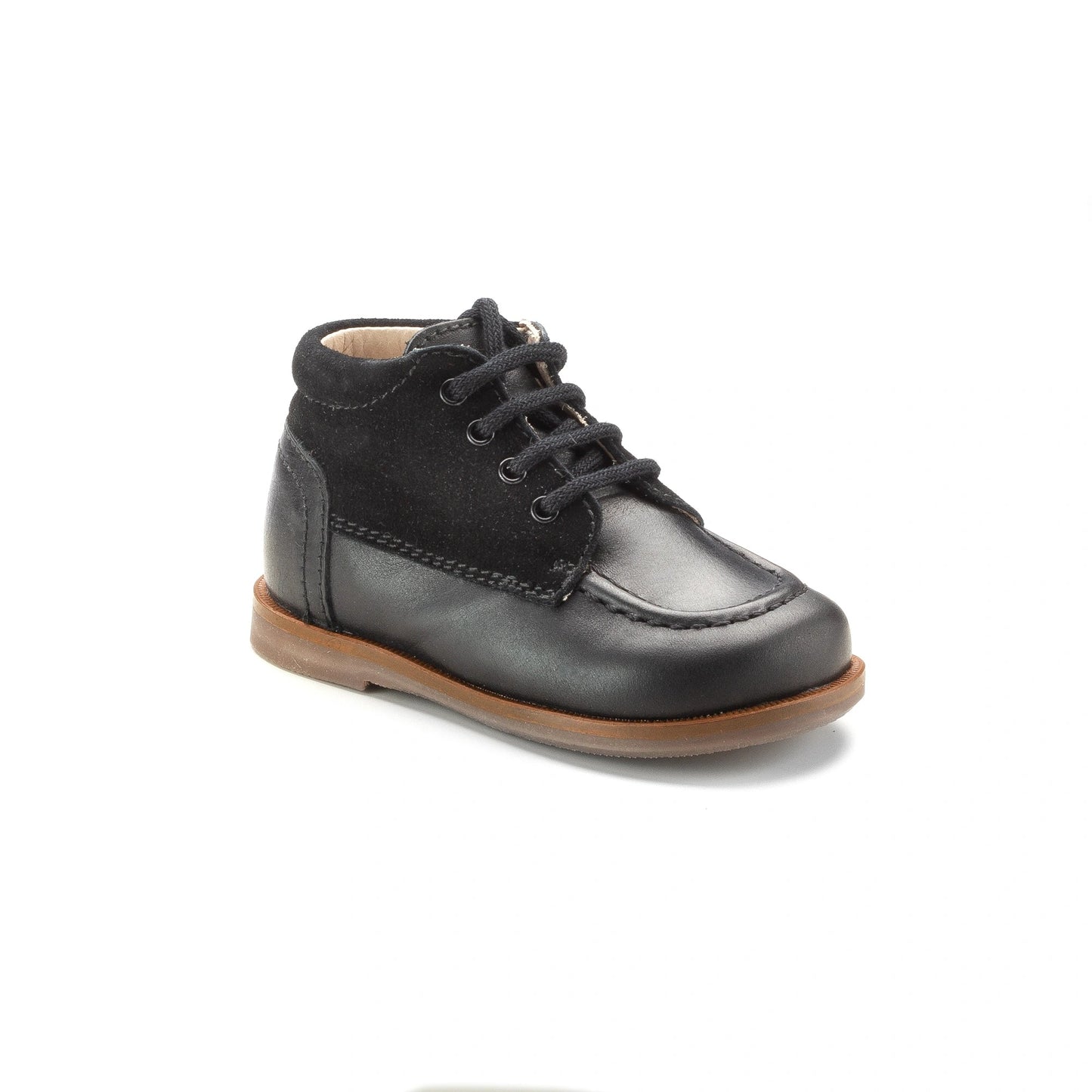 24171 - Black Leather Baby High Lace Shoe Beberlis