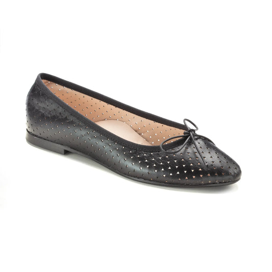 Black leather girls summer bow shoe
