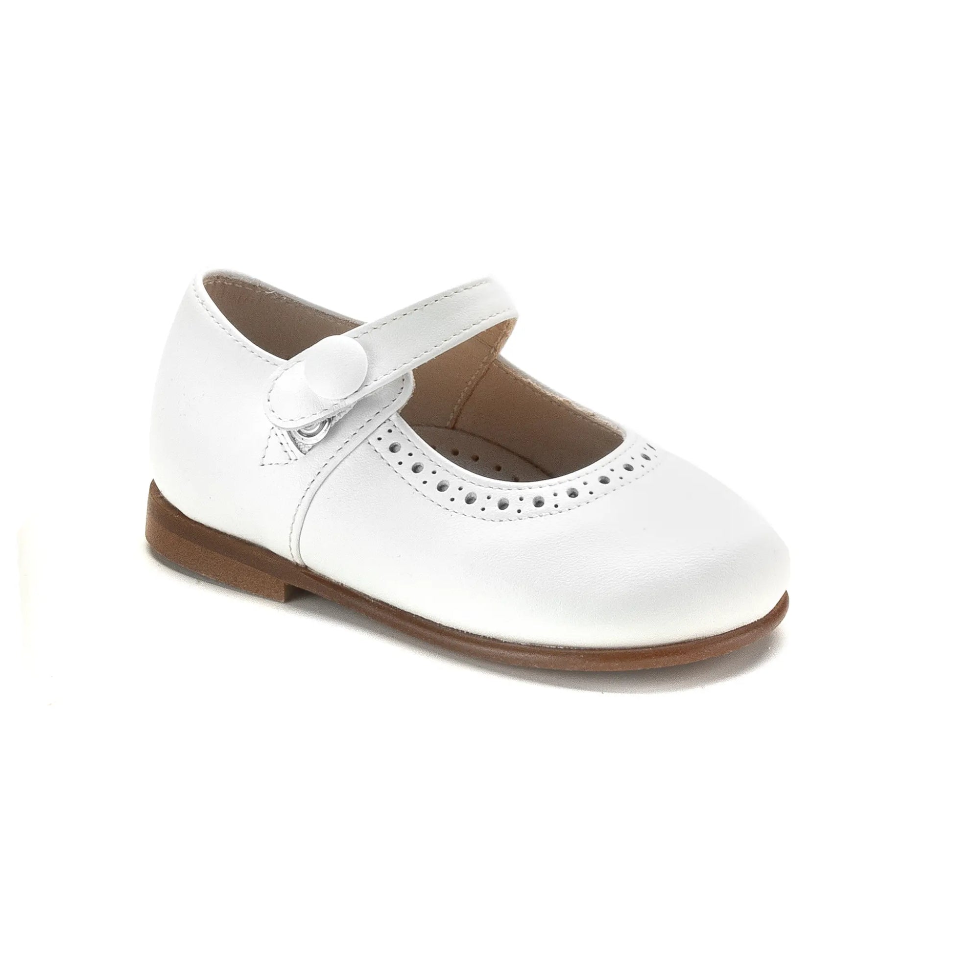 Elegant toddler white leather Mary Jane shoe with strap