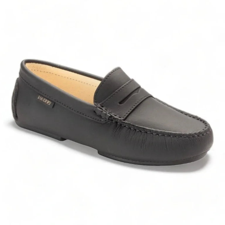 Sole of Black Sahara Leather Soft Loafer for Girl by London Kids - classic Penny Moccasin Loafer
