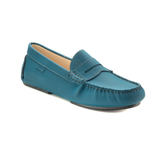 Girl's Petrol Blue Sahara Classic Penny Mocassin
