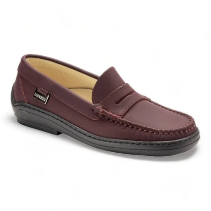 Bordo Sahara Leather Soft Loafer for Girl by London Kids - Penny Moccasin With U-Heel