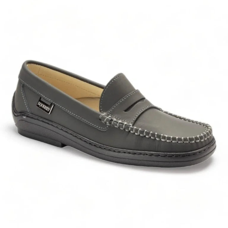 Sole of Gray Sahara Leather Soft Loafer for a stylish girl by London Kids - gray color, Sahara leather material, casual wear.