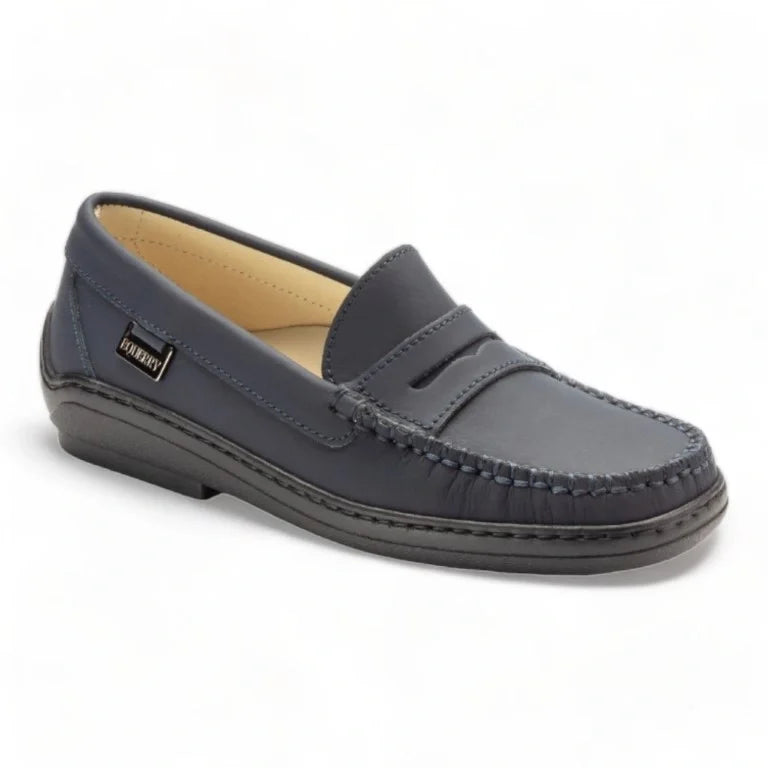 Sole of Navy Sahara Leather Soft Loafer for Girl by London Kids - Navy Soft Loafer for Girls