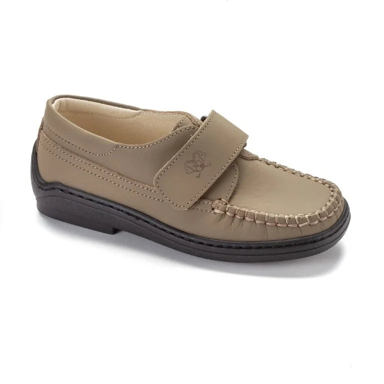 2513 Taupe Sahara boys Velcro shoe, Italian made, for casual occasions
