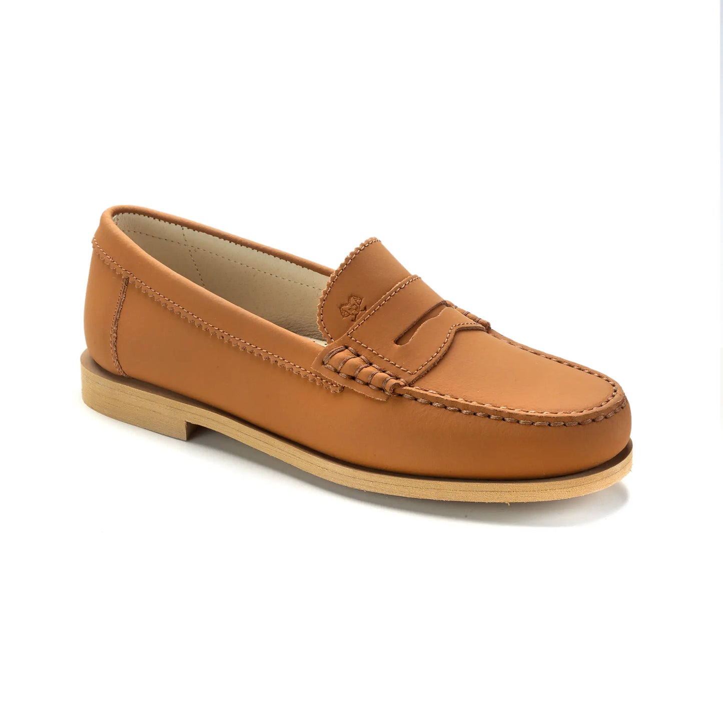 2525 Tan Sahara Girls School Loafer, Made in Italy
