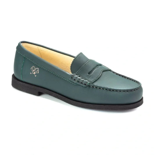 Green Sahara Girls School Loafer made in Italy