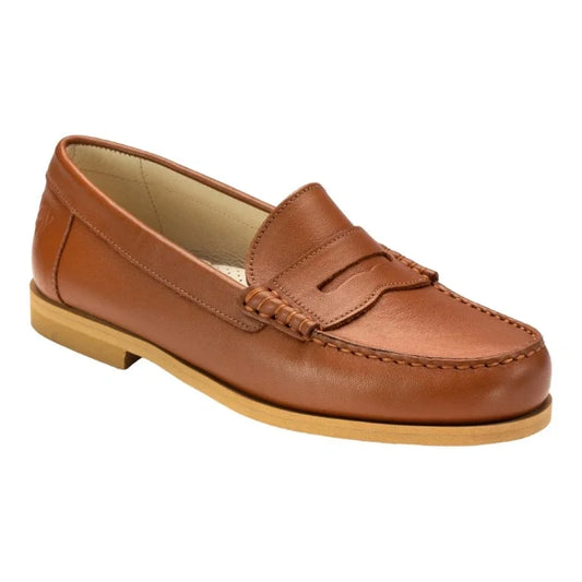 2525 Light Brown Leather Girls School Loafer