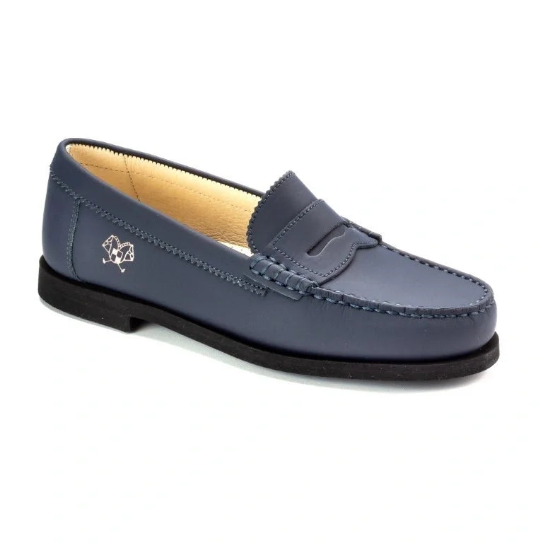 Navy Sahara color girls school loafer made in Italy