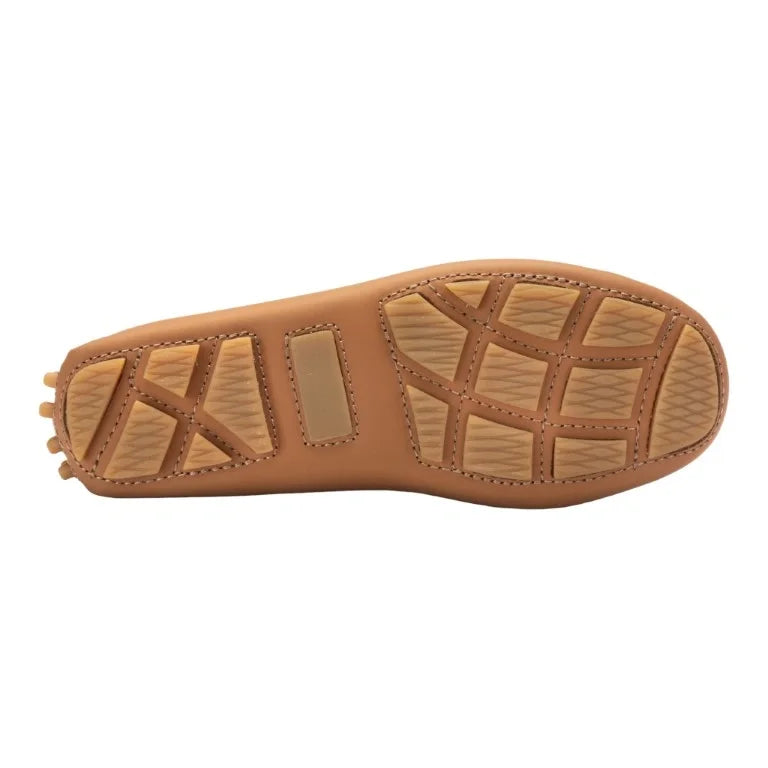 Tan Sahara Girls Loafer in classic moccasin style, crafted in Italy