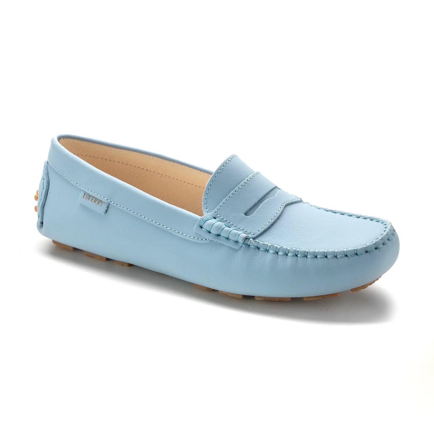 Arctic Blue Sahara Girls Moccasin Loafer, soft and broken in by Italian design