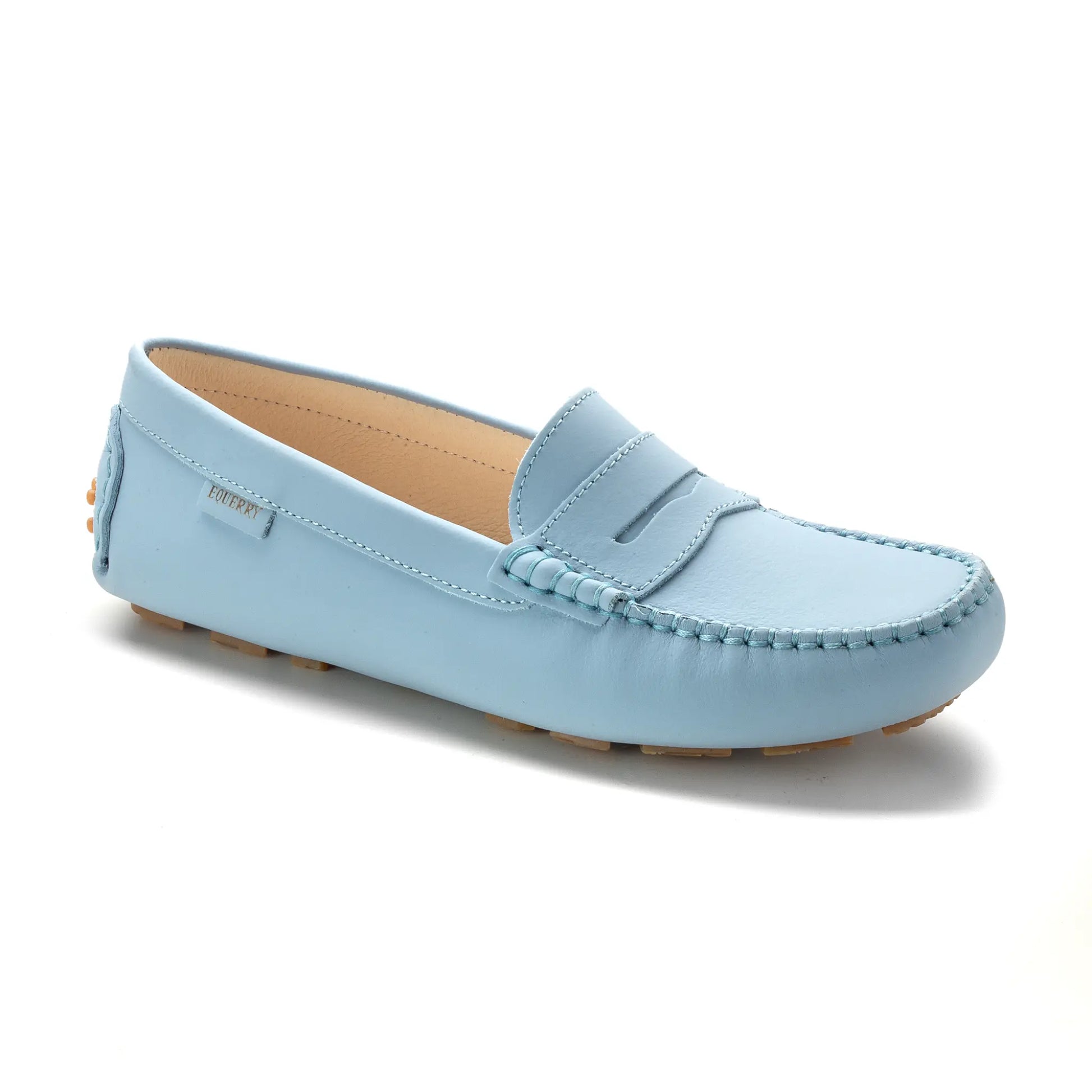 Arctic Blue Sahara Girls Moccasin Loafer, soft and broken in by Italian design
