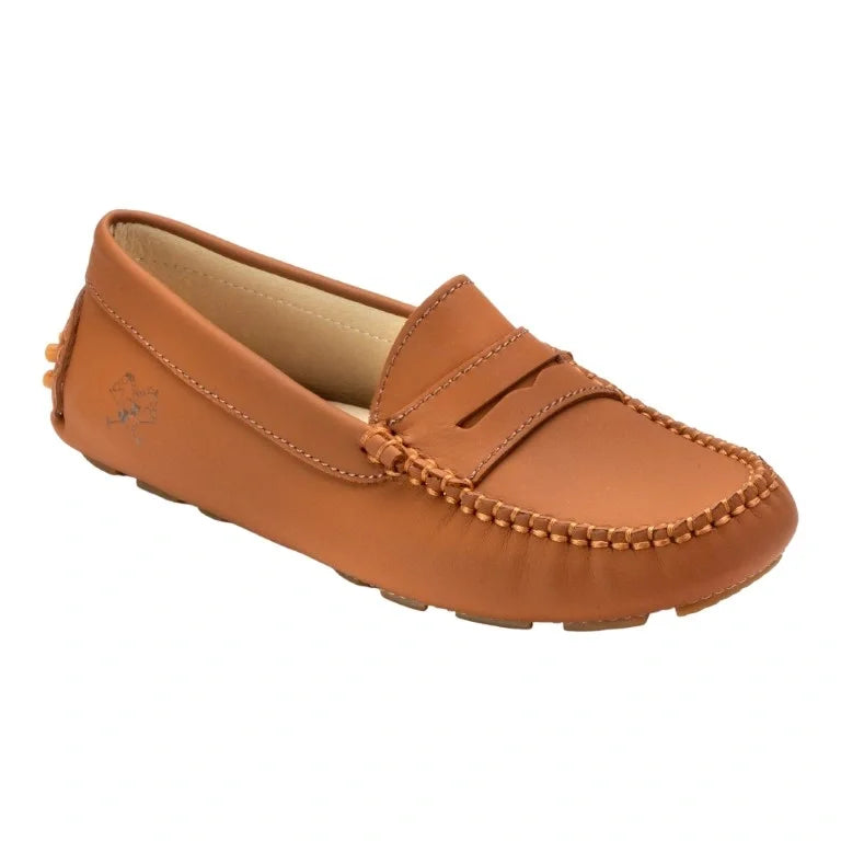 Girl's Tan Sahara Moccasin Loafer made in Italy